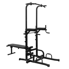 Haoyye Power Tower with Bench, Adjustable Height Dip Station, Pull-Up Bar, Multi-Function Fitness Rack, Heavy Duty for Full Body Workout