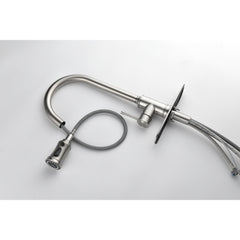 HAOYYE Single Handle High Arc Pull Out Kitchen Faucet,Single Level Stainless Steel Kitchen Sink Faucets with Pull Down Sprayer Sturdy Space-Saving Heavy Duty Modern Design Adults Dorm Room Easy Assembly