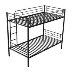 HAOYYE Twin Over Twin Metal Bunk Bed (Black) ( old sku: MF189201BAA ) Sturdy Space-Saving Heavy Duty Modern Design Easy Assembly Durable Stylish Home Furniture Versatile