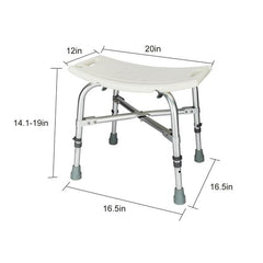 HAOYYE Heavy Duty Medical Shower Chair Bench for Bathroom Safety White Aluminum Alloy Bath Seat with Non-Slip Feet Adjustable Height and Backrest for Home Spa Tub Use Easy to Clean and Assemble