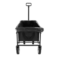 HAOYYE Multi Use Collapsible Foldable Wagon Cart Heavy Duty Utility Cart with 3 Plastic Liner Bags and Cover Grocery Wagon for Beach Camping Picnic Outdoor Travel Black