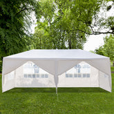 HAOYYE 3 x 6m Outdoor Waterproof Canopy Tent with 6 Sidewalls and 2 Zippered Doors Spiral Tube Frame Heavy Duty PE Fabric Event Shelter for Backyard Patio Garden Wedding White