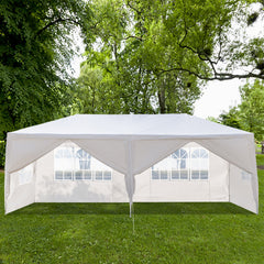 HAOYYE 3 x 6m Outdoor Waterproof Canopy Tent with 6 Sidewalls and 2 Zippered Doors Spiral Tube Frame Heavy Duty PE Fabric Event Shelter for Backyard Patio Garden Wedding White
