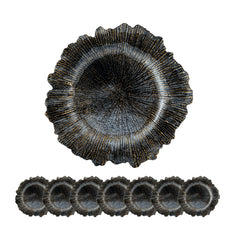 Haoyye 8 Pack Plastic Charger Plates, 13 Inch Round Reef Design Plate Set for Table Setting, Reusable Decorative Dinner Plate Chargers for Weddings, Parties, Events or Everyday Dining, Durable and Lightweight, Elegant Table Decor Accent