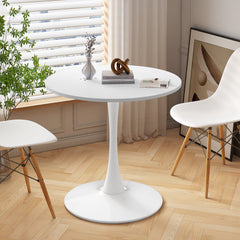 HAOYYE 32-Inch Round Dining Table with Modern MDF Tabletop, Durable Metal Base, Stylish and Versatile Design, Perfect as a Dining Table or Coffee Table for Small Spaces, Easy Assembly, Heavy Duty, Space-Saving