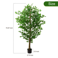 HAOYYE 6ft Ficus Tree Artificial, Realistic Texture Potted Faux Ficus Tree, Fake Trees Indoor Outdoor for Home Office Living Room Bedroom Foyer Porch Decor Sturdy Space-Saving Heavy Duty Modern Design