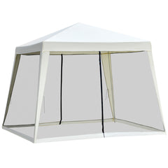 HAOYYE 10 x 10 ft Outdoor Canopy Tent Slant Leg Patio Gazebo with Mesh Sidewalls and Zippered Doors, Pop Up Sun Shelter Tent for Backyard Parties Garden Beach Camping, Steel Frame