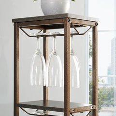 Haoyye Grey Wine Bakers Rack with 11 Bottle Storage, 5 Tier Freestanding Wine Rack with Hanging Glass Holder and Shelves, Rustic Metal and Wood Liquor Organizer for Kitchen, Dining Room or Home Bar, Sturdy Space-Saving Display Stand