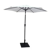 HAOYYE 8.8 ft Outdoor Aluminum Patio Umbrella Creme Market Umbrella with 42 Pound Square Resin Base Push Button Tilt and Crank Lift UV Resistant Canopy for Backyard Garden Deck Balcony Poolside Outdoor Table Shade Durable and Easy to Use