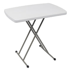 Haoyye Liftable Garden Plastic Table in White, Adjustable Height Outdoor Dining Table for Patio, Balcony, Backyard or Lawn, Lightweight and Weather Resistant Design, Easy to Clean and Perfect for Home or Commercial Use