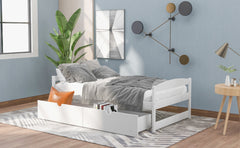 HAOYYE Twin Platform Bed with Two Drawers, White, Sturdy Space-Saving Design, Heavy Duty Construction, Easy Assembly, Durable and Stylish Home Furniture