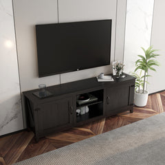 HAOYYE TV Stand Storage Media Console Entertainment Center,Tradition Black,with doors Sturdy Space-Saving Heavy Duty Modern Design Adults Dorm Room Easy Assembly Bedroom Furniture