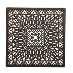 HAOYYE Cast Aluminum Patio Table Bronze Outdoor Square Bistro Table Weather Resistant Courtyard Garden Table with Vintage Style Design for Balcony Backyard Deck Porch