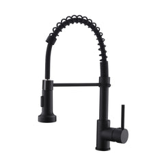 HAOYYE Commercial Black Kitchen Faucet with Pull Down Sprayer, Single Handle Single Lever Kitchen Sink Faucet Sturdy Space-Saving Heavy Duty Modern Design Adults Dorm Room Easy Assembly