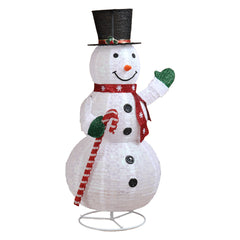 HAOYYE 5.7FT Lighted Snowman Holding Candy Cane Christmas Yard Decoration, Pre-Lit Pull-Up Snowman with 210 White LED Lights, Festive Holiday Display for Outdoor Lawn, Garden, Front Yard, Porch, or Indoor Xmas Decor