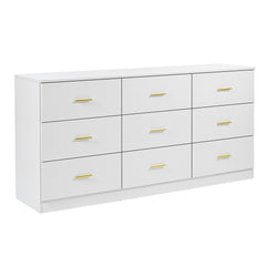 HAOYYE Modern White 9-Drawer Dresser, Spacious Storage Chest Of Drawers With Wide Drawers, Heavy Duty Bedroom Storage Cabinet, Sturdy Space-Saving Design For Dorm Room Or Bedroom, Easy Assembly