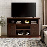 HAOYYE Traditional TV Media Stand Farmhouse Rustic Entertainment Console for TV Up to 65" with Open and Closed Storage Space, Espresso, 60"W*15.75"D*34.25"H Sturdy Space-Saving Heavy Duty Modern Design