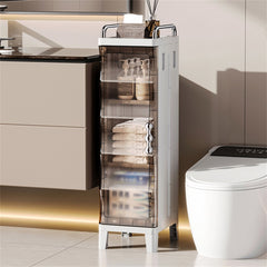 HAOYYE Small Slim Storage Cabinet with Doors and Adjustable Shelves Narrow Freestanding Waterproof Organizer for Bathroom Kitchen Laundry Room Bedroom and Tight Corner Spaces