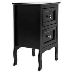 HAOYYE Country Style Two-Tier Nightstand Black Sturdy Design Durable Multifunctional Home Organizer Storage Solution Stylish Space-Saving Side Table for Living Room Bedroom