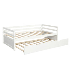 HAOYYE Daybed with Trundle Frame Set, Twin Size, White Sturdy Space-Saving Heavy Duty Modern Design Easy Assembly Durable Stylish Home Furniture Versatile