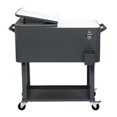 HAOYYE Rectangular Plastic Box Iron Foot Tube Refrigeration and Insulation Cart, Portable Cooler with Bottle Opener and Locking Casters for Outdoor Events