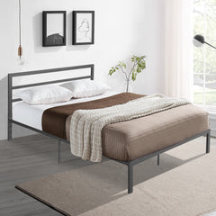 HAOYYE Queen Size Metal Bed Frame with Headboard Charcoal Grey Sturdy Space-Saving Heavy Duty Modern Design Easy Assembly Durable Stylish Home Furniture Versatile