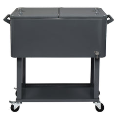 HAOYYE Rectangular Plastic Box Iron Foot Tube Refrigeration and Insulation Cart, Portable Cooler with Bottle Opener and Locking Casters for Outdoor Events