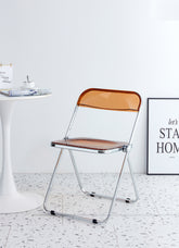 HAOYYE YELLOW Clear Transparent Folding Chair Chair Pc Plastic Living Room Seat Sturdy Space-Saving Heavy Duty Modern Design Adults Dorm Room Easy Assembly Bedroom Furniture