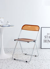HAOYYE YELLOW Clear Transparent Folding Chair Chair Pc Plastic Living Room Seat Sturdy Space-Saving Heavy Duty Modern Design Adults Dorm Room Easy Assembly Bedroom Furniture