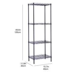 HAOYYE 4-Tier Wire Shelving Unit Metal Storage Rack Black Adjustable Organizer with Leveling Feet for Kitchen Bathroom Office