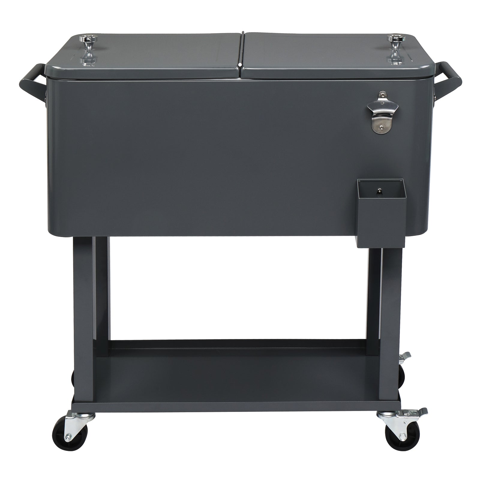 HAOYYE Rectangular Plastic Box Iron Foot Tube Refrigeration and Insulation Cart, Portable Cooler with Bottle Opener and Locking Casters for Outdoor Events
