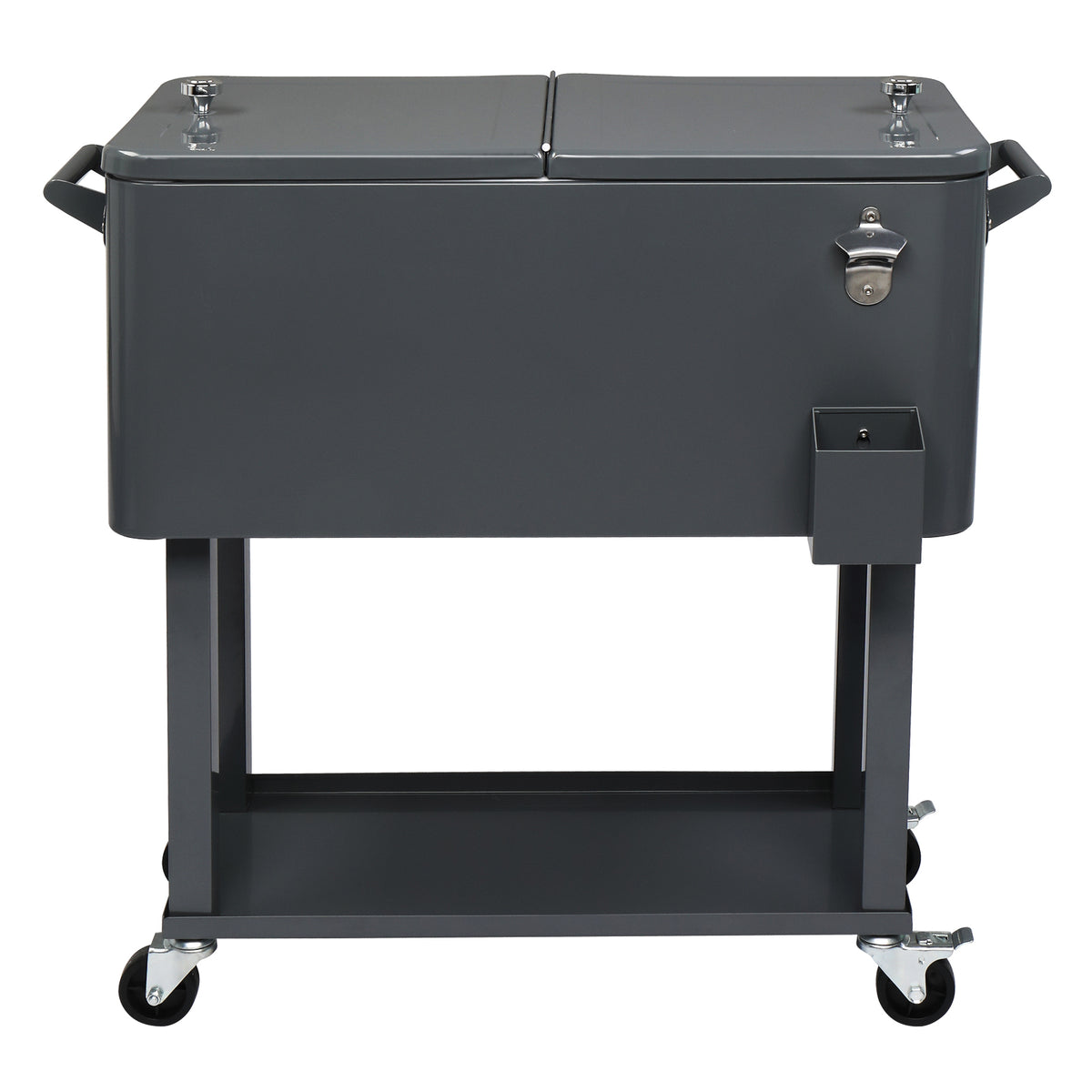 HAOYYE Rectangular Plastic Box Iron Foot Tube Refrigeration and Insulation Cart, Portable Cooler with Bottle Opener and Locking Casters for Outdoor Events
