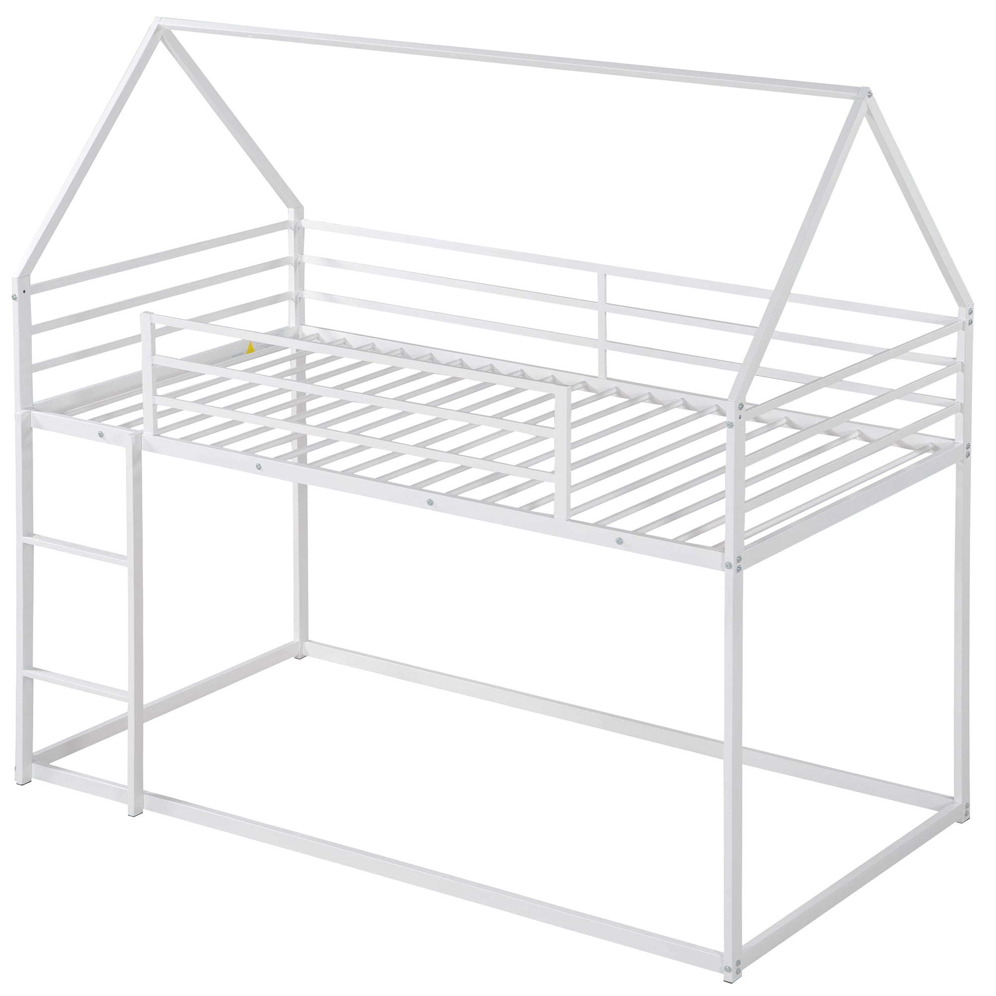 HAOYYE Twin over Twin House Bunk Bed with Built-in Ladder,White Sturdy Space-Saving Heavy Duty Modern Design Adults Dorm Room Easy Assembly Bedroom Furniture