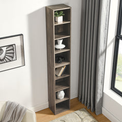 HAOYYE 8-Tier Media Tower Rack, CD DVD Slim Storage Cabinet with Adjustable Shelves, Tall Narrow Bookcase Display Bookshelf for Home Office,Multi-functional double-decker bookcase Sturdy Space-Saving