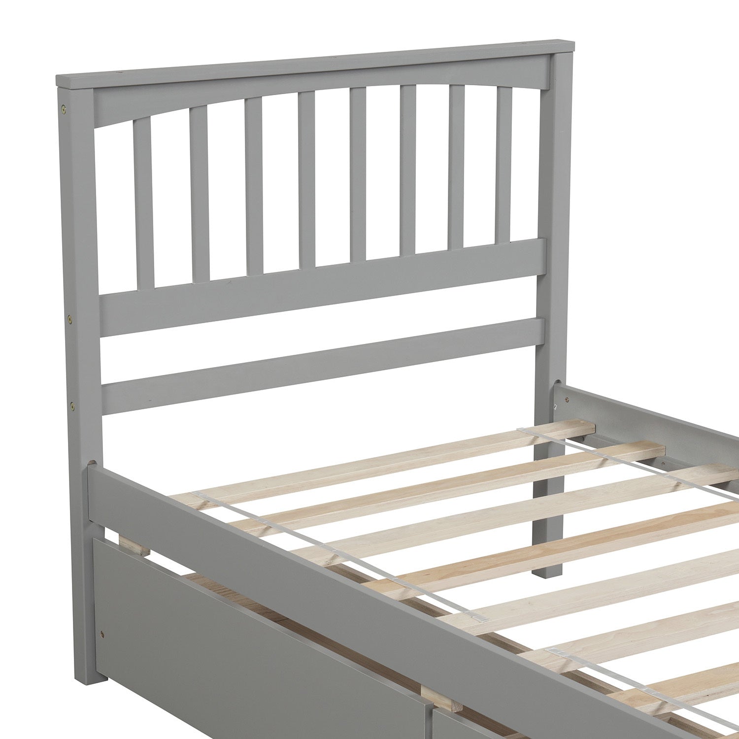 HAOYYE Twin Platform Bed with Two Drawers, Sturdy Space-Saving Heavy Duty Modern Design, Gray, Ideal for Adults and Dorm Rooms, Easy Assembly, Contemporary Bedroom Furniture