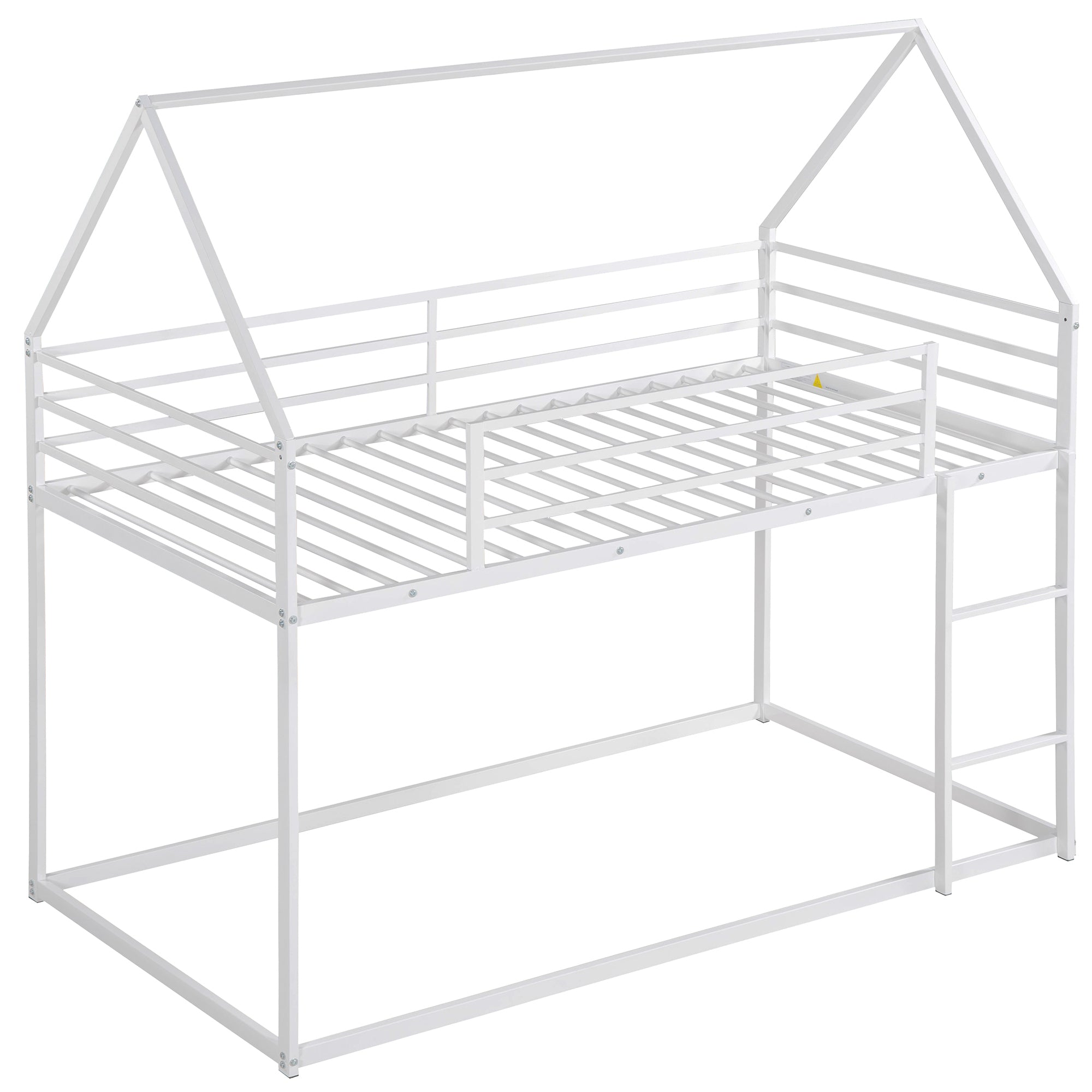 HAOYYE Twin over Twin House Bunk Bed with Built-in Ladder,White Sturdy Space-Saving Heavy Duty Modern Design Adults Dorm Room Easy Assembly Bedroom Furniture