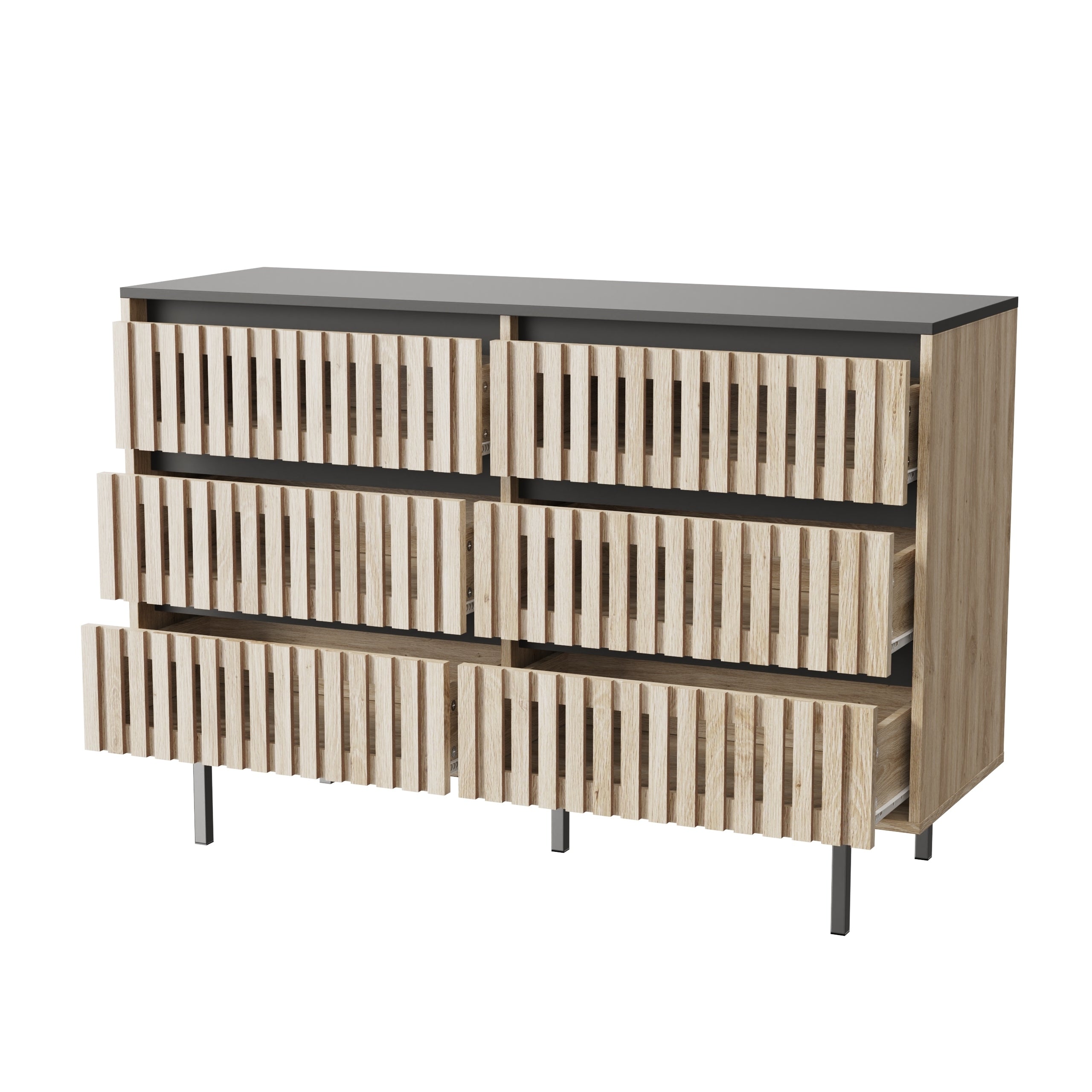 HAOYYE Bedroom Storage Cabinet, Modern Minimalist Six-Drawer Cabinet with Large Capacity, Two-Tone Design, Sturdy Space-Saving Heavy Duty Construction, Ideal for Adults and Dorm Rooms, Easy Assembly