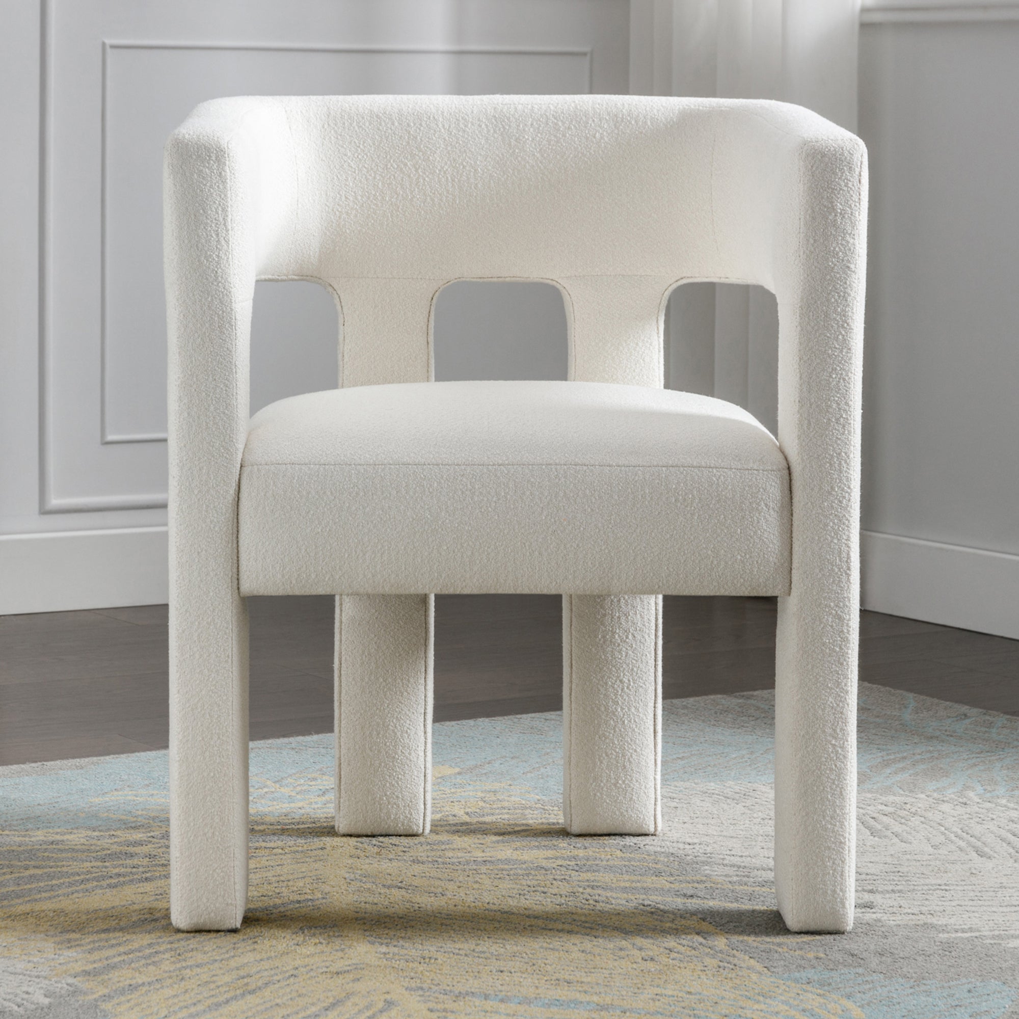 HAOYYE Contemporary Designed Fabric Upholstered Accent Chair Dining Chair for Living Room, Bedroom, Dining Room, Beige Sturdy Space-Saving Heavy Duty Modern Design Adults Dorm Room Easy Assembly