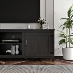 HAOYYE TV Stand Storage Media Console Entertainment Center,Tradition Black,with doors Sturdy Space-Saving Heavy Duty Modern Design Adults Dorm Room Easy Assembly Bedroom Furniture