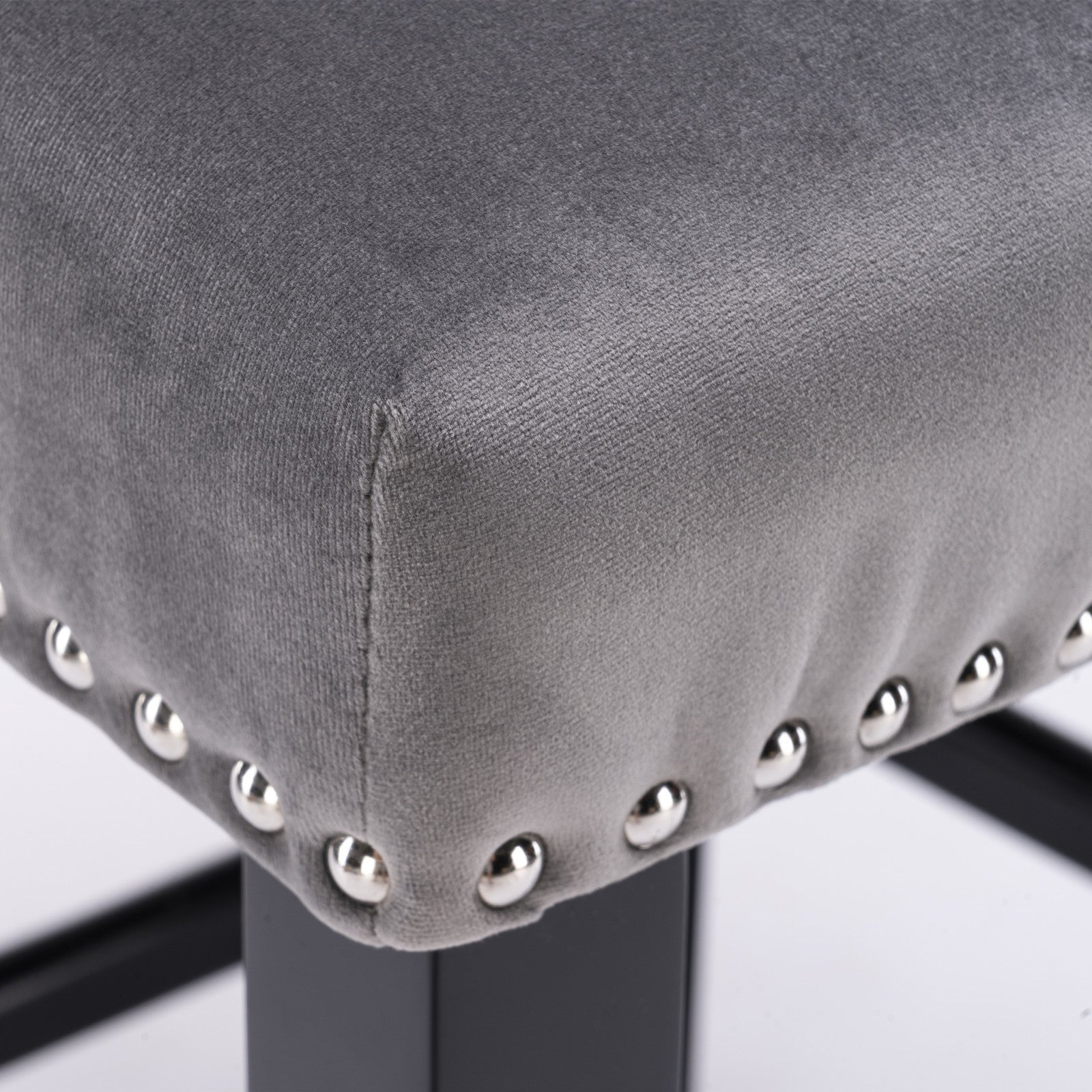 HAOYYE Contemporary Velvet Upholstered Wing-Back Barstools with Button Tufted Decoration and Wooden Legs, and Chrome Nailhead Trim, Leisure Style Bar Chairs,Bar stools, Set of 2 (Gray),SW1824GY