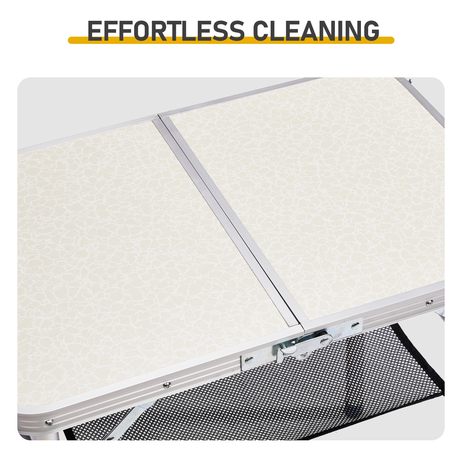 HAOYYE White with 3 Adjustable Heights Outdoor Folding Camping Table, Portable Aluminum Foldable Patio Side Table, Lightweight and Durable Design with Carry Handle for Hiking, Picnic, BBQ, Beach, Indoor or Outdoor Use