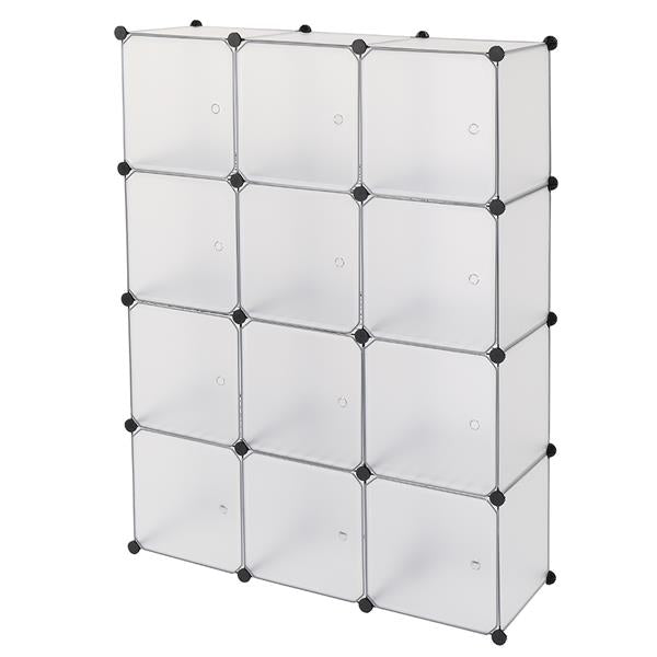 HAOYYE 12-Cube Storage Shelf Bookcase Toy Organizer Cabinet White Modern Home Organizer Durable Shelving Unit for Office Closet Living Room Space-Saving Versatile Design