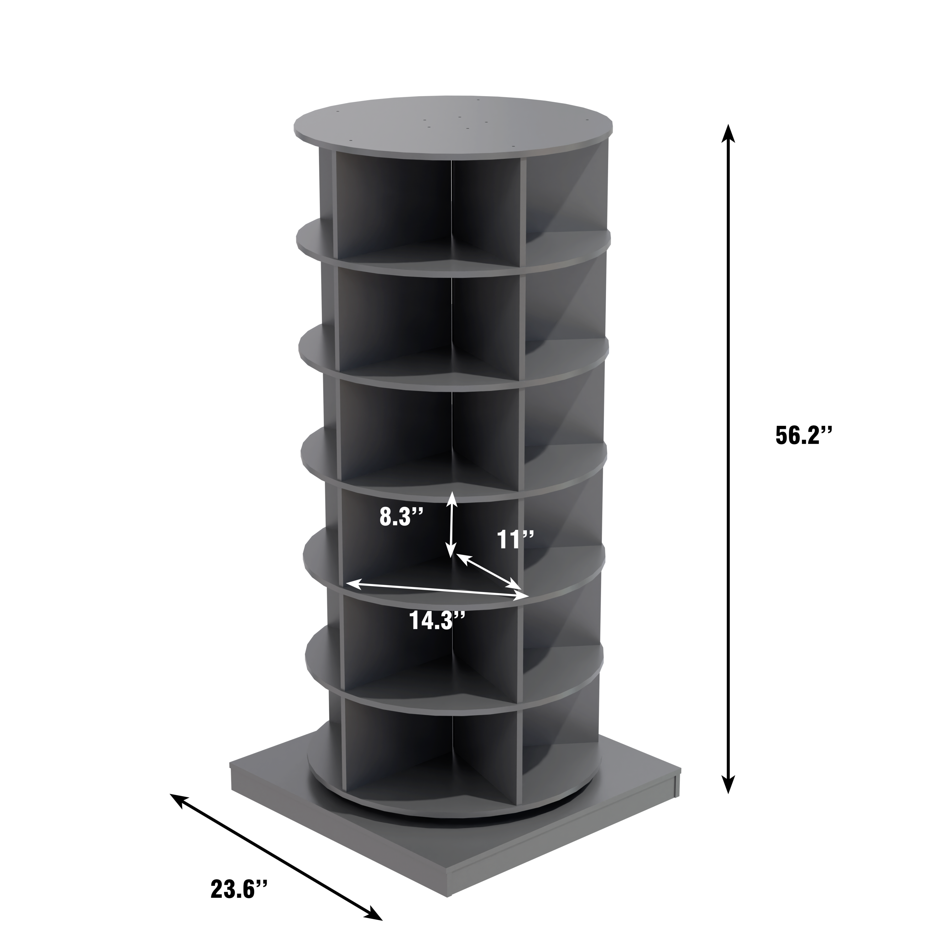HAOYYE Grey 360 Rotating shoe cabinet 6 layers Sturdy Space-Saving Heavy Duty Modern Design Adults Dorm Room Easy Assembly Bedroom Furniture
