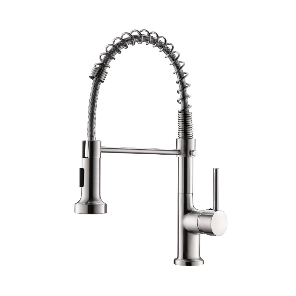 Haoyye Commercial Kitchen Faucet with Pull Down Sprayer, Single Handle Gooseneck Faucet with Dual Spray Modes and 360° Swivel, Heavy Duty Brass Design for Farmhouse, RV, Restaurant, or Utility Sink, Space-Saving and Easy to Install
