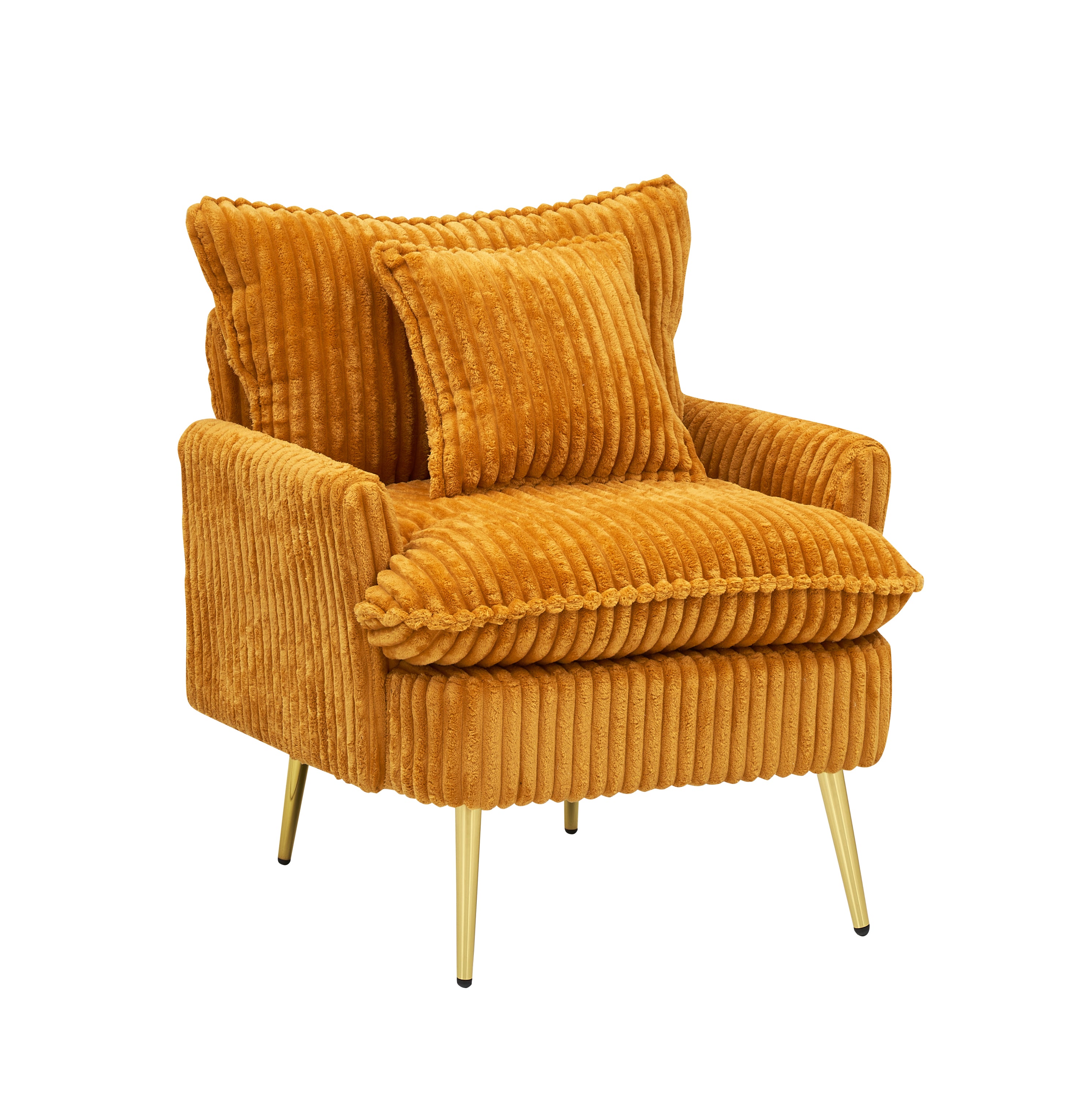 HAOYYE 30.31 inch single chair Fashion sofa, yellow sofa, coarse corduroy fabric, soft and comfortable, suitable for apartment office living room bedroom meeting room Sturdy Space-Saving Heavy Duty