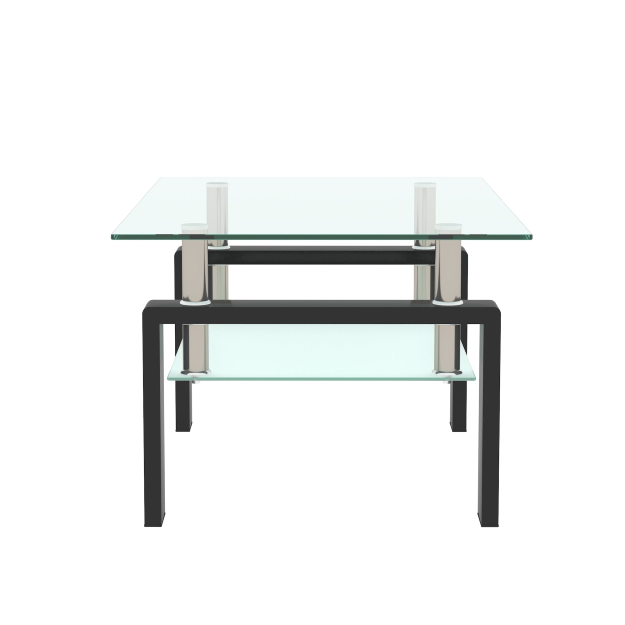 HAOYYE Rectangle Black Glass Coffee Table, Clear Glass Top Modern Side Center Table for Living Room, Stylish and Sturdy Furniture with Space-Saving Design, Heavy Duty, Ideal for Living Room or Dorm Room