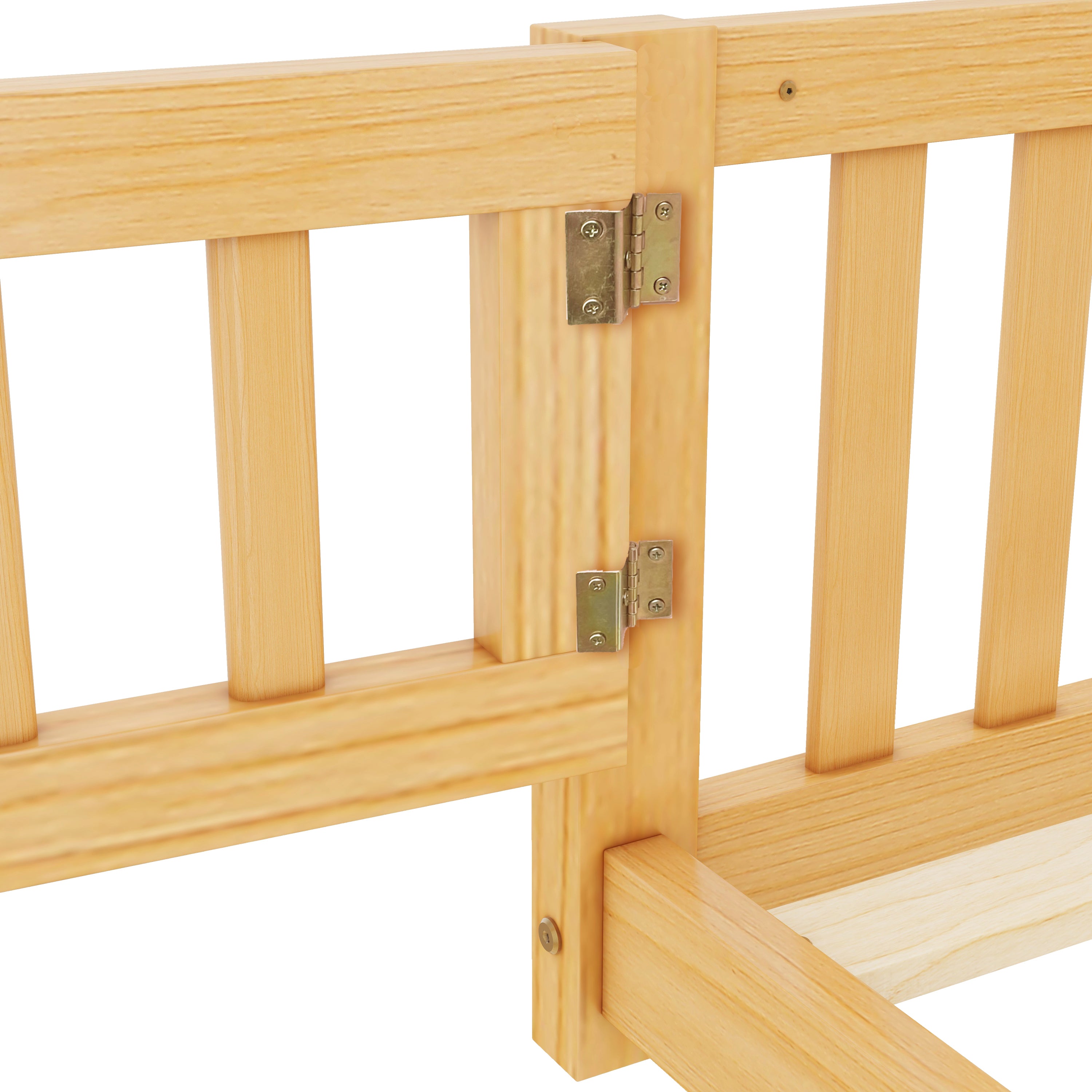 HAOYYE Queen Size Bed Floor Bed with Safety Guardrails and Door for , Natural(Expect Arrival Date 2024.7.26), Old SKU W158090701 Sturdy Space-Saving Heavy Duty Modern Design Adults Dorm Room