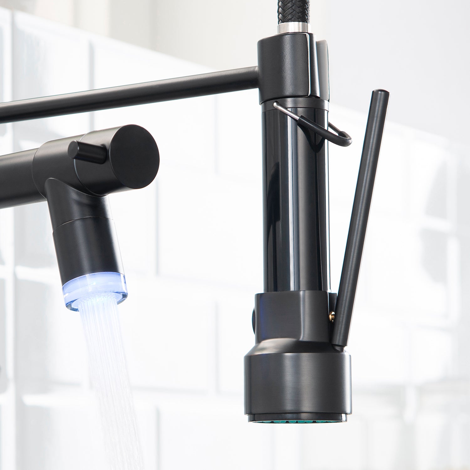 HAOYYE LED Commercial Kitchen Faucet with Pull Down Sprayer, Single Handle Single Lever Kitchen Sink Faucet Sturdy Space-Saving Heavy Duty Modern Design Adults Dorm Room Easy Assembly Bedroom Furniture