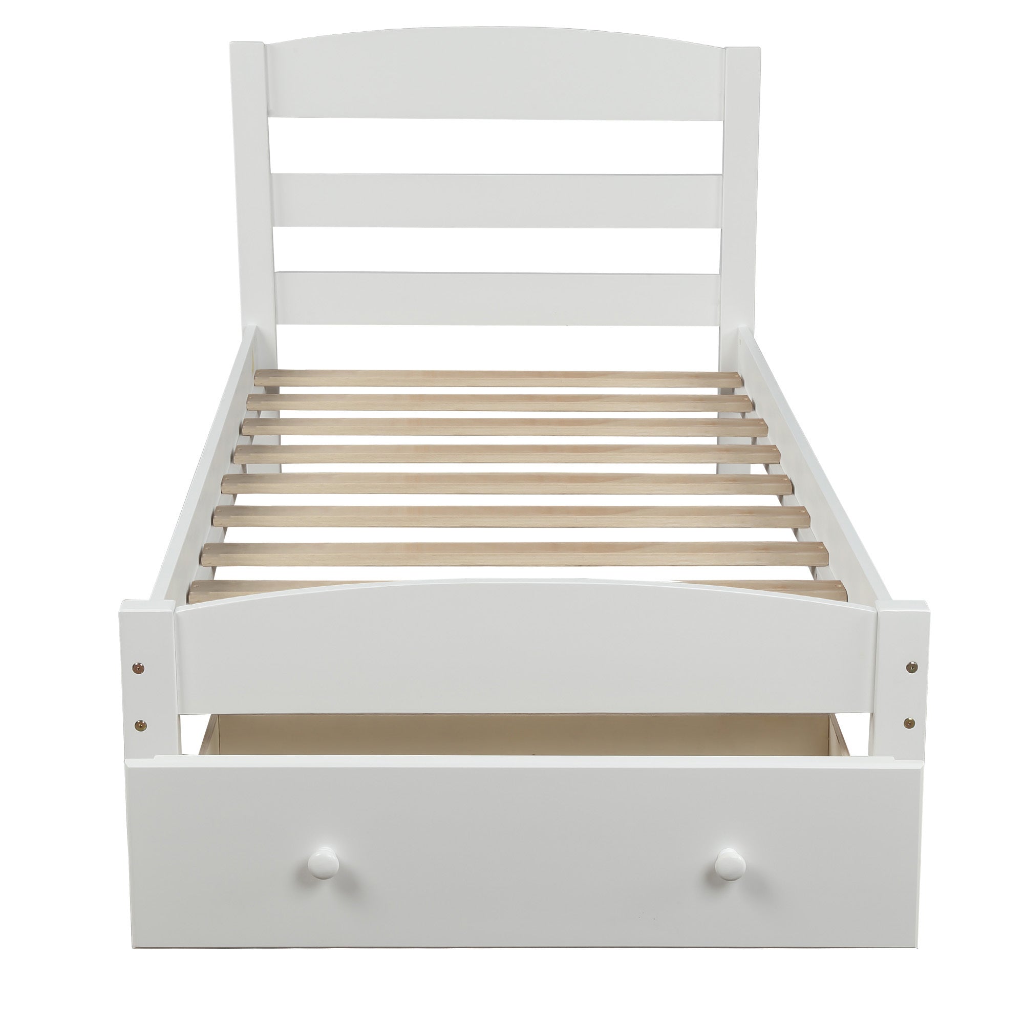 HAOYYE Twin Bed Frame with Storage Drawer and Wood Slat Support, No Box Spring Needed, Sturdy Space-Saving Heavy Duty Modern Design, Easy Assembly, Durable Stylish Home Furniture for Bedroom or Guest Room