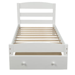 HAOYYE Twin Bed Frame with Storage Drawer and Wood Slat Support, No Box Spring Needed, Sturdy Space-Saving Heavy Duty Modern Design, Easy Assembly, Durable Stylish Home Furniture for Bedroom or Guest Room